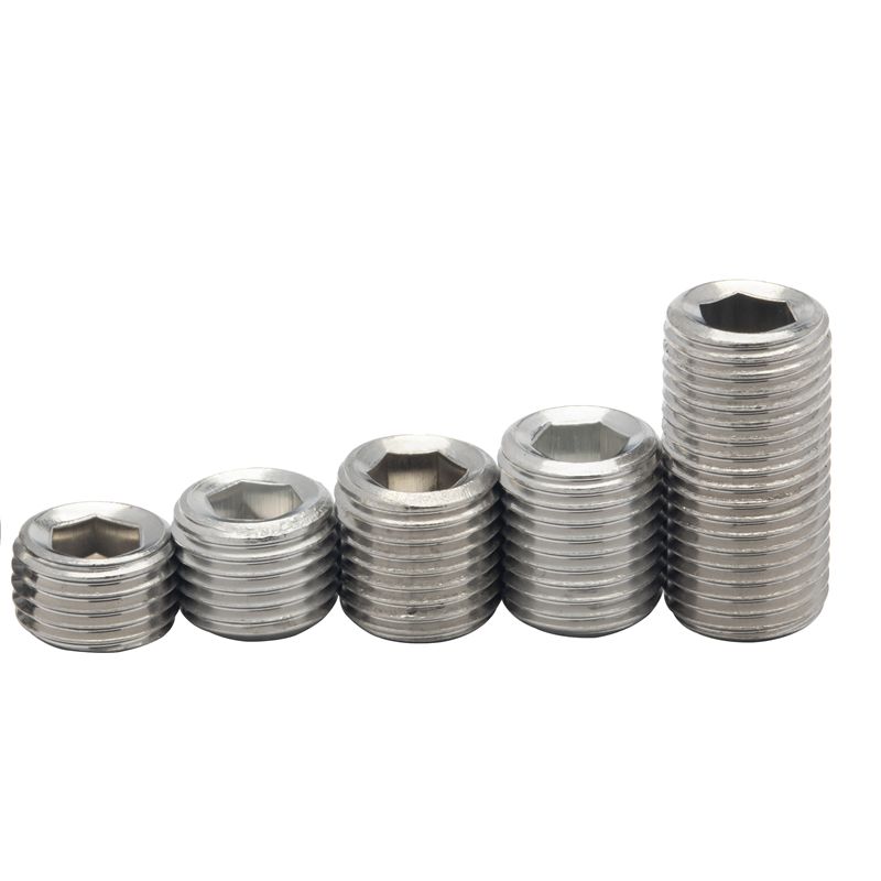 304不锈钢平端细牙内六角紧定螺丝顶丝机米螺钉M6M8M10TM12M14M16