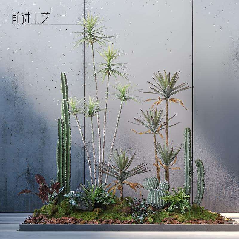 组合套装千年木仿真绿植造景室内落地龙舌兰植物酒店玄关景观装饰