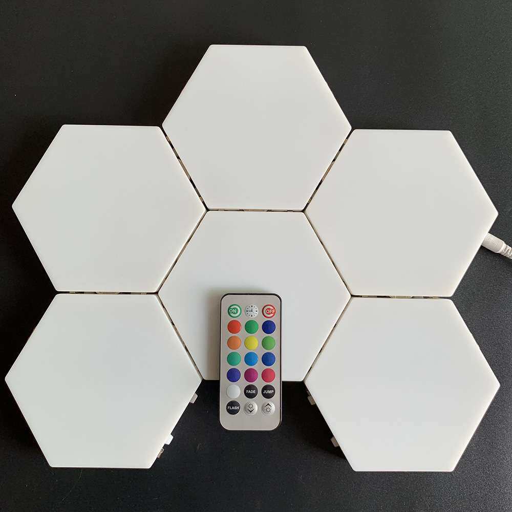 遥控led量子灯触摸变色六边形智能感应蜂巢灯六角磁吸RGB彩色壁灯