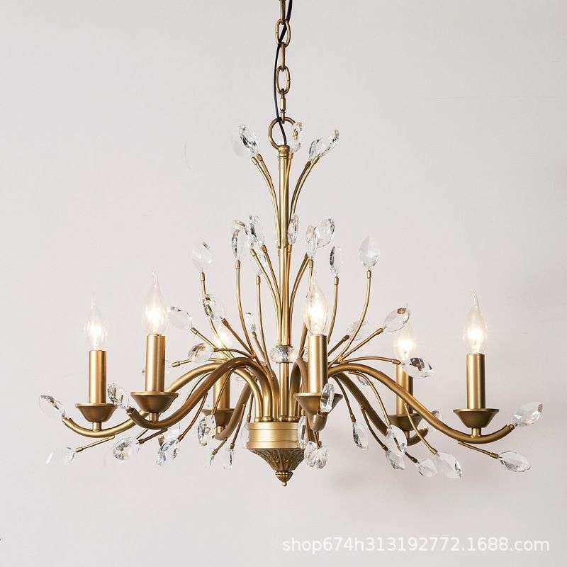 美式吊灯客厅灯轻奢法式树枝别墅大厅复式楼梯简欧餐厅卧室水晶灯