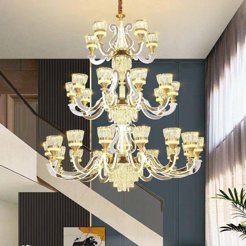 复楼客中厅大吊灯欧别墅水晶楼梯中空式楼式楼挑高跃层大954厅酒