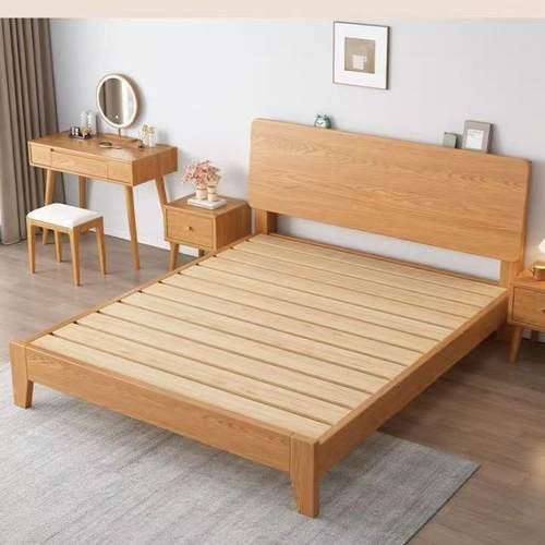 实橡木木简约现代原木风软包1.8家用双人床1床.EMR5家1用.2单人床