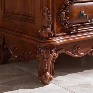 美酒式 全实木双门柜家用酒厅边柜带玻璃门储物红DS771柜展现柜子客靠墙