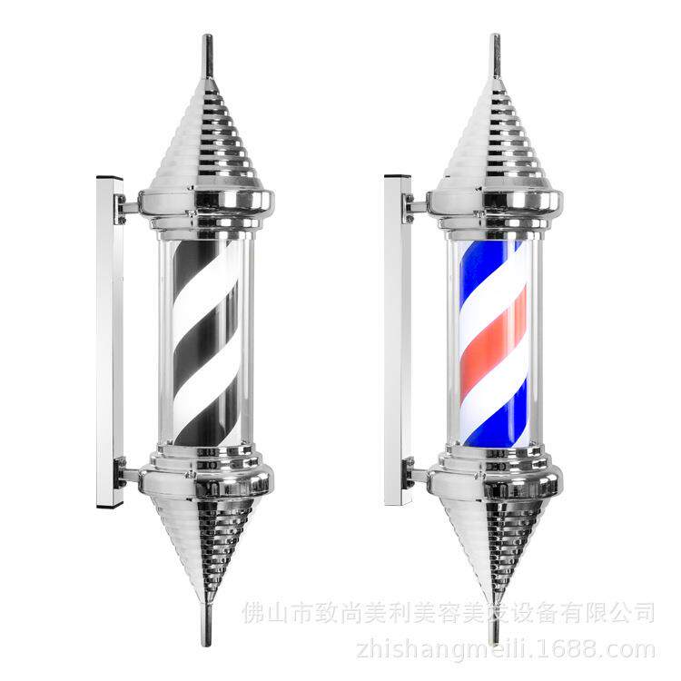 炫GRN壁彩小圆挂led发廊标发志灯箱防形水转灯理发店美复古挂墙户