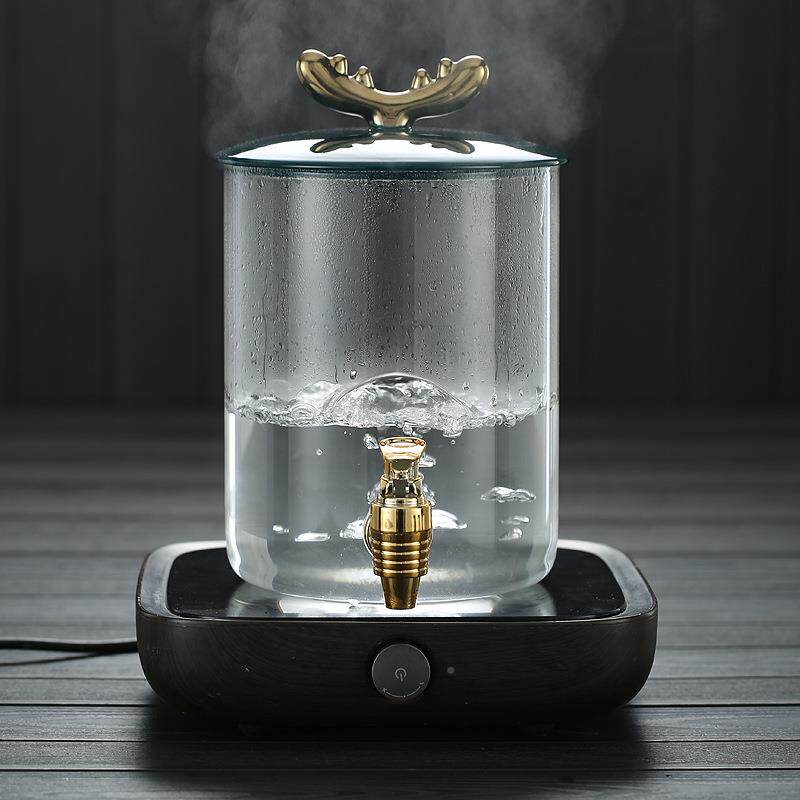 高硼硅玻璃水罐桶玻璃储水带瓷盖龙头家加厚大耐号茶具储水冷热饮