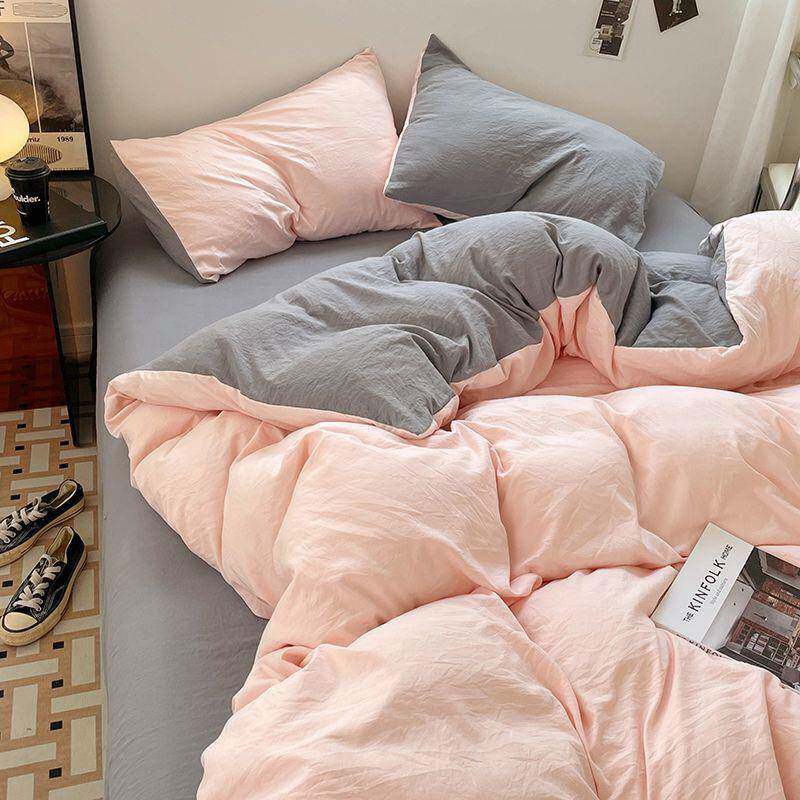 a类母婴级生洗加厚水磨毛床单四厂家直供套件套纯色被罩套学宿舍