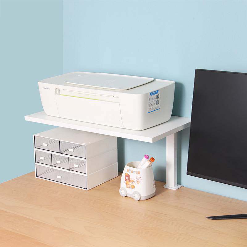 桌面悬浮置物架打印机支架架实木电脑桌上收纳架书桌悬空书架