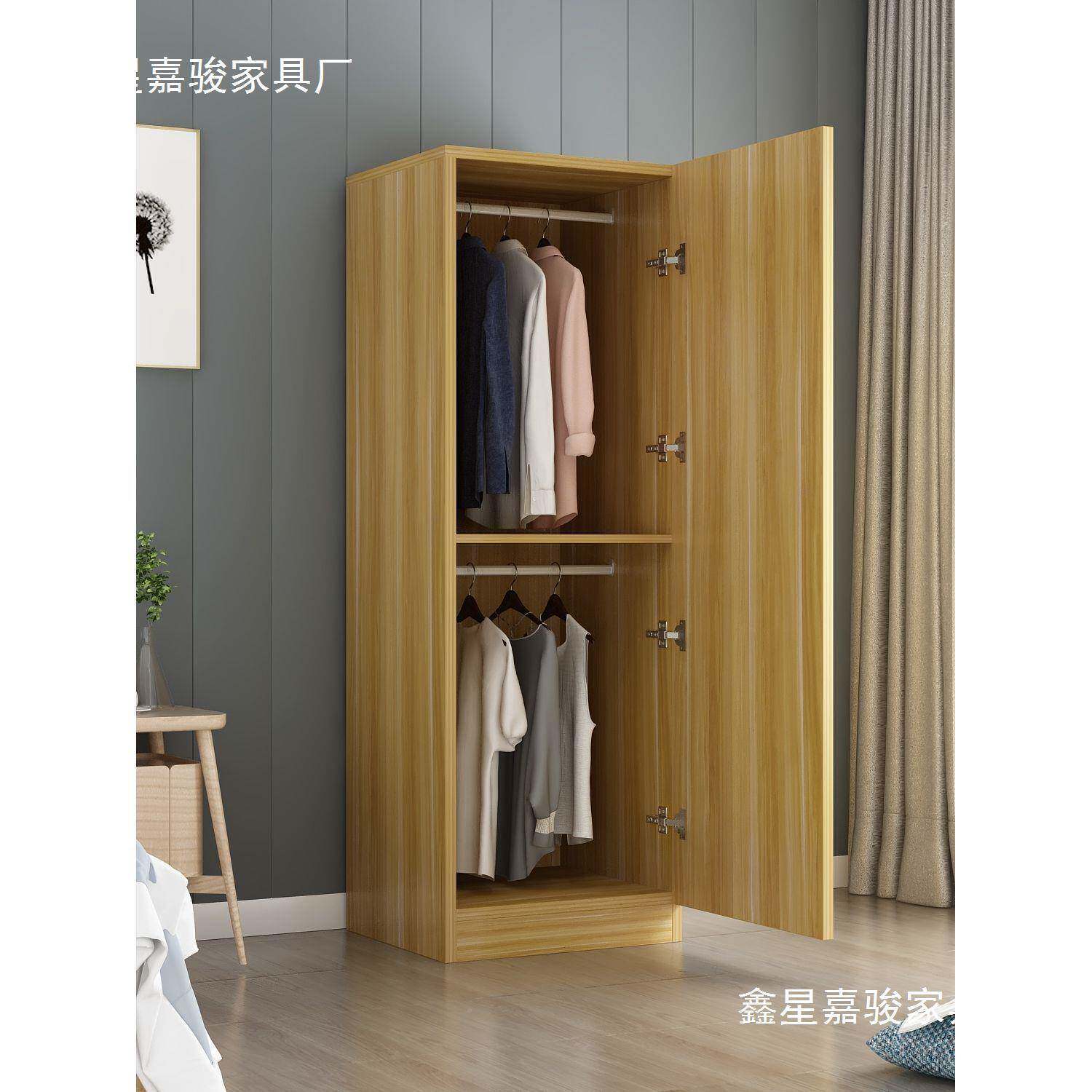 简易衣柜经济型装对开门储物柜卧室出TEE租房约现简代双组大衣层