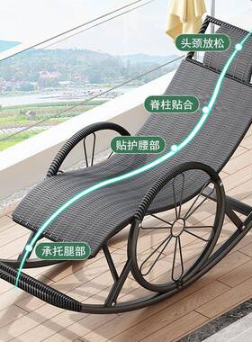适合老人坐的躺高I61551结年实摇摇椅大椅成人椅藤阳台家用休闲
