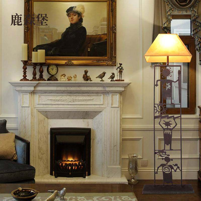 落地灯美式乡村客厅卧室书房落地灯转角灯民宿客栈复古落地灯台灯