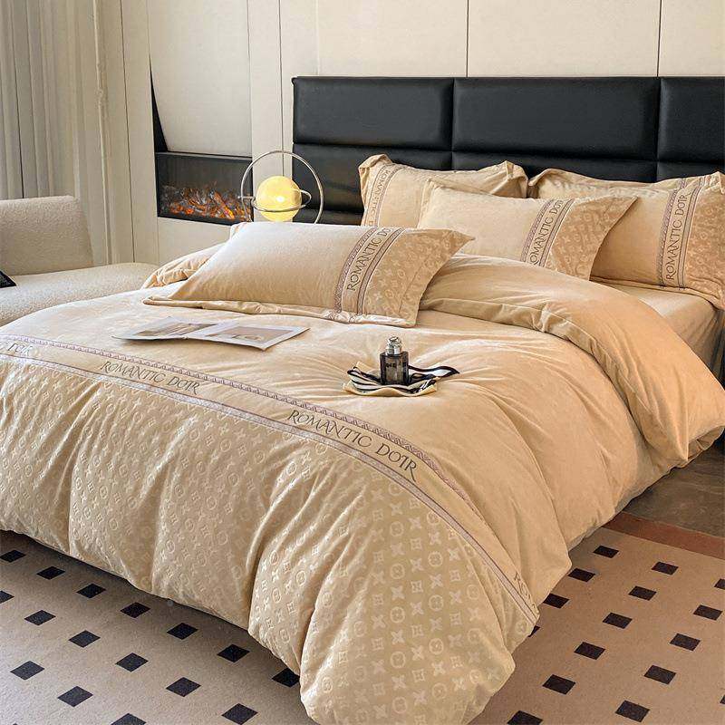 2024秋冬宝新款婴绒AL10115精工刺四件套亲肤保暖宝绒儿提花床品