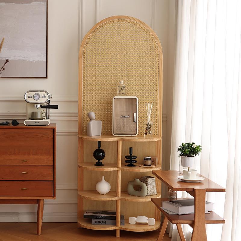 法玄式式JL花架座复古新中实挡木藤编屏风隔断客厅遮入户简约卧室