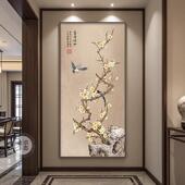上眉喜玄关装 饰画中式 花鸟ASH入户正对门挂画宋美代梢学走廊过道