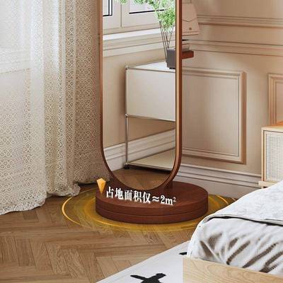 宿穿衣镜镜全身镜落KNZ转地镜家用旋试衣女生卧室舍可移动衣帽架