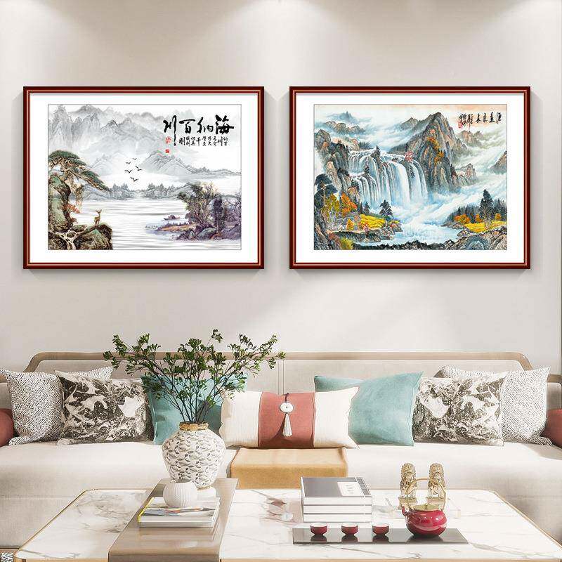 玄关春山居富山水画挂画新CY0708客中式小幅实木国画客厅图走廊饰