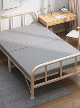 折床EYP单人床双人床家用叠折硬板床简易接拼床铁艺钢木床成人1米2叠