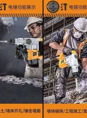 新425款10050W功率双用电锤C282冲击钻电镐两用离功大能安全合