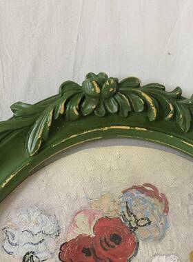 欧式古绿色椭圆雕花树脂相框油画框片YX9D-1墙复客室厅餐厅卧组合