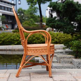 闲电脑台天然真阳藤单人办公三老式老人藤椅靠背YYP椅件套腾滕休