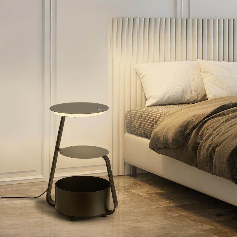 落地灯带客厅沙发床卧室线充电桌茶几置物架设计感头柜一体台724