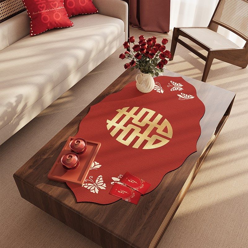 结婚茶几桌布新婚婚房红色喜庆长方形餐桌布婚礼客厅装饰喜字台布,居家布艺,茶几垫,淘宝优惠券,粉丝福利购,淘宝优惠卷