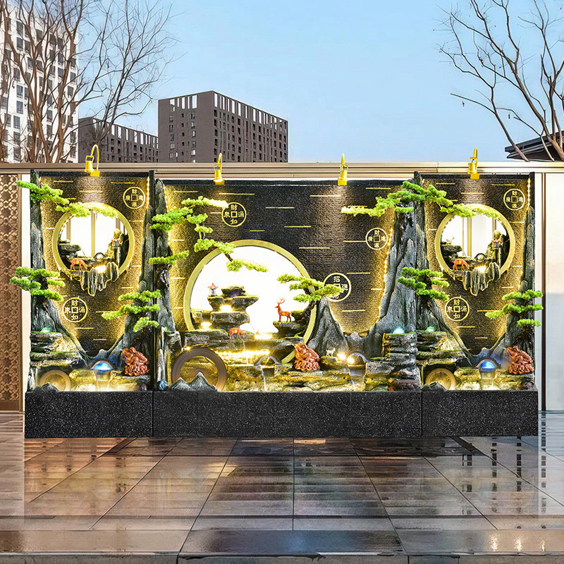 大型水幕墙背景墙假山流水喷泉客厅室内屏风庭院循环瀑布景观摆件,家居饰品,户外/庭院摆件,淘宝优惠券,粉丝福利购,淘宝优惠卷