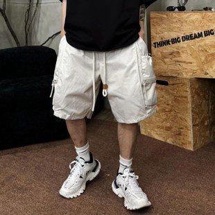 男士 百搭宽松透气休闲五分裤 潮牌日系拉链口袋工装 时尚 男 短裤 夏季