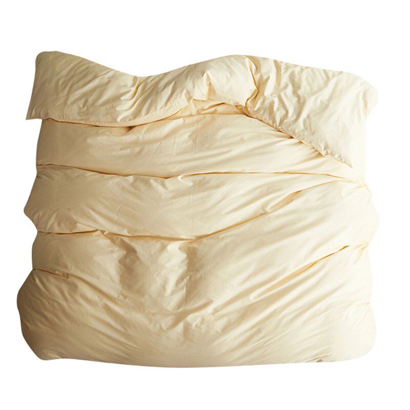 四季款全棉简约素色米黄色单品被套纯棉斜纹环保印染净面纯色被罩