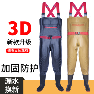 雨鞋 下水裤 男皮叉捉抓鱼防水衣雨裤 连体全身水库半身皮裤 一体 水鞋