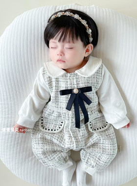 婴儿衣服春装连体女宝宝超萌公主洋气满月5百天3个月6春秋季0一岁