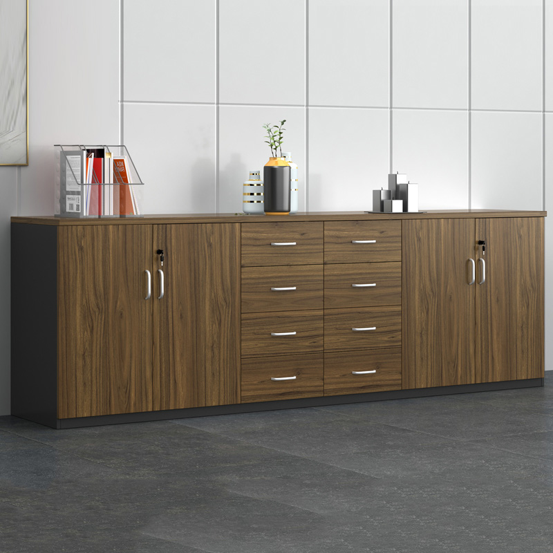 办公室矮柜储物柜带锁文件柜木质书柜现代简约资料档案柜长条边柜