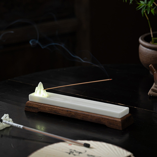 创意羊脂玉白瓷香插香座线香底座线香炉卧香炉插香香托盘摆件夜灯