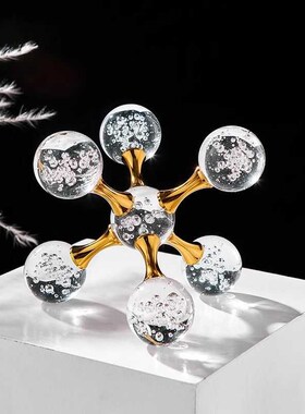 创意水晶气泡球分子球摆件高档轻奢玄关客厅酒柜电视柜桌面装饰品