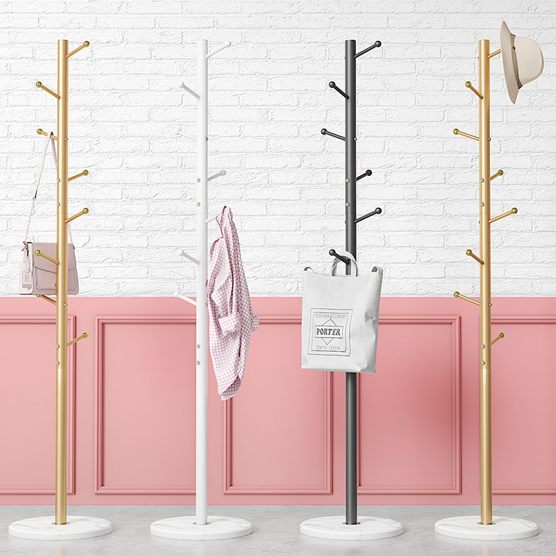 衣帽架简约落地卧室内置物客厅挂衣服架子家用单杆立式简易挂包架