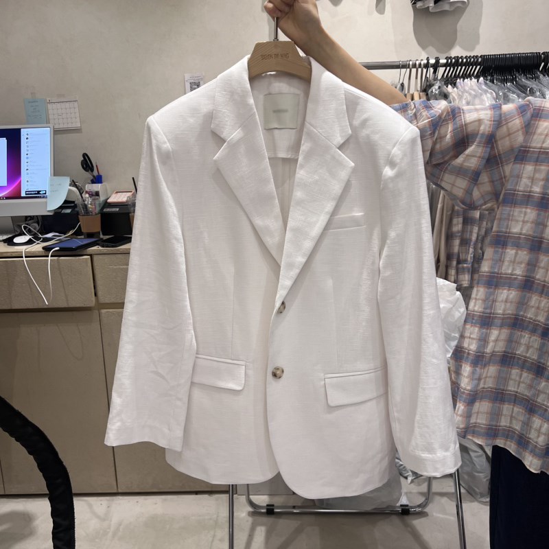 2025夏季新款韩版宽松休闲棉麻西装外套女时尚百搭高级感流行西服