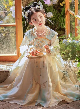 汉服女童春秋2025新款春季儿童古风超仙公主裙子国风女孩古装春款