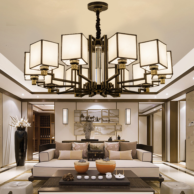 爆款新中式吊灯别墅现代简约铁艺客厅餐厅主卧室大气创意套餐灯具