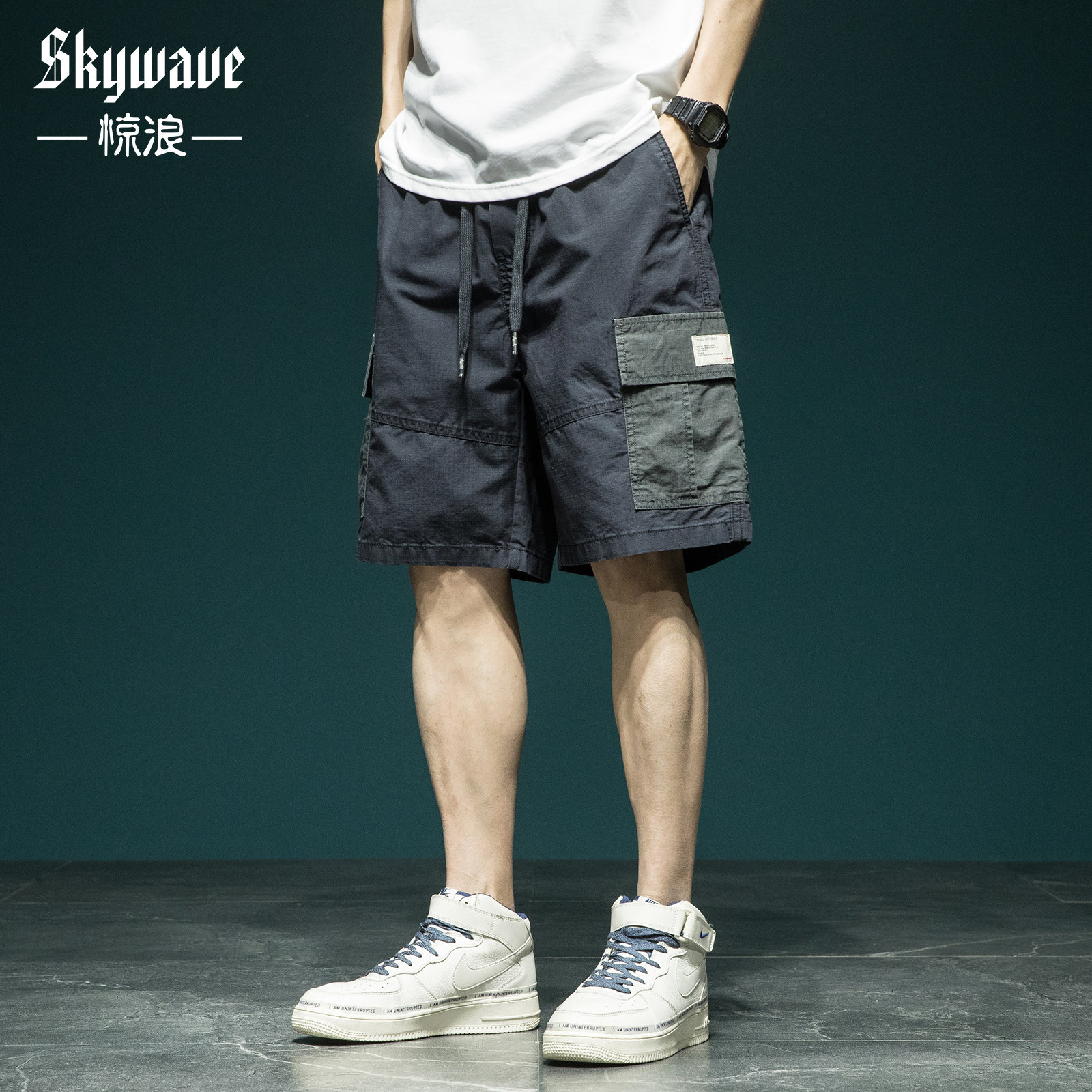 2024夏季新款工装短裤男撞色拼接大口袋宽松加肥加大休闲五分裤子,男装,短裤,淘宝优惠券,粉丝福利购,淘宝优惠卷