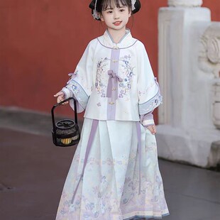 秋款汉服女童秋装宝宝重工明制长裙套装女孩古装儿童改良唐装演出