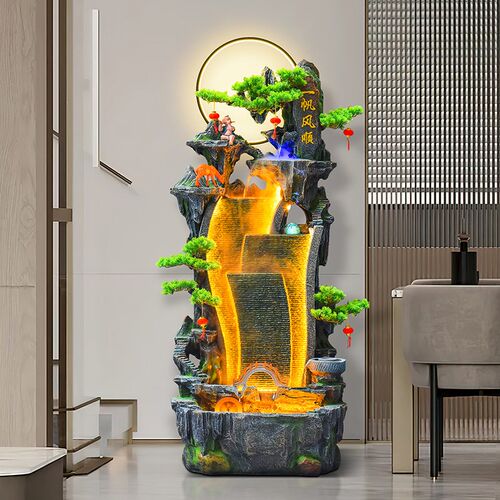假山流水喷泉水景客厅阳台办公室庭院循环水轮加湿器招财落地摆件