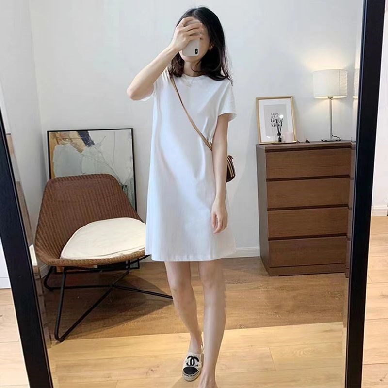 欧货大版下半身失踪t恤女中长款遮屁股大码胖mm连衣裙高个子宽松