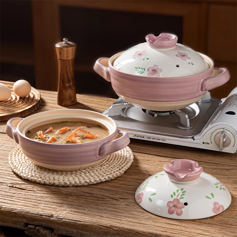 日式砂锅家用汤炖粥干烧不裂煤气炉专用陶瓷锅汤锅小砂锅