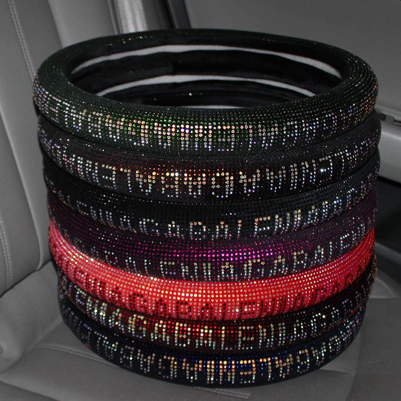 汽车方向盘套男女四季通用款新款时尚满钻水晶爆闪烫钻防滑车把套