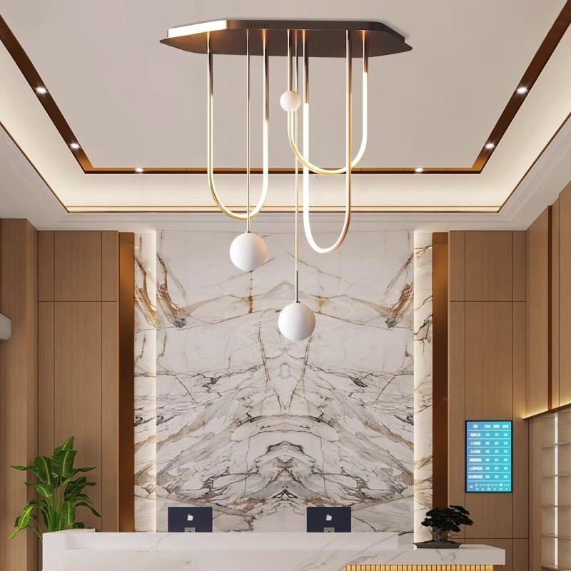 意大利设计师挑空U形吊灯客厅餐厅复式loft楼梯灯展厅艺术吸顶灯