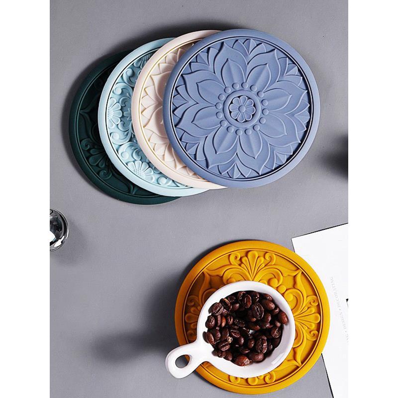 复古碗垫轻奢隔热垫欧式耐高温硅胶防烫菜垫新中式茶艺杯垫小餐垫