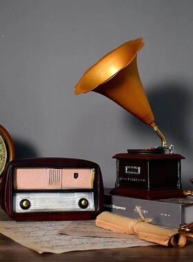 覆古摆件老式留声机收音机模型拍照道具酒吧柜创意家居装饰品摆设