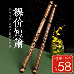 伶吟萧初学乐器紫竹一节短箫八孔G演奏F调专业洞箫笛送潇嘴助吹器