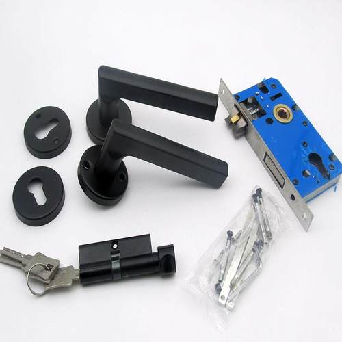 卧室门锁分体锁黑色家用木门锁分体式门锁房门锁分体锁实木门锁