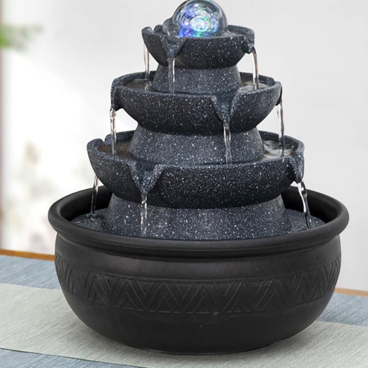 八来财风水流水轮喷泉摆件循环水公桌装饰客厅EWA桌面办风水方球
