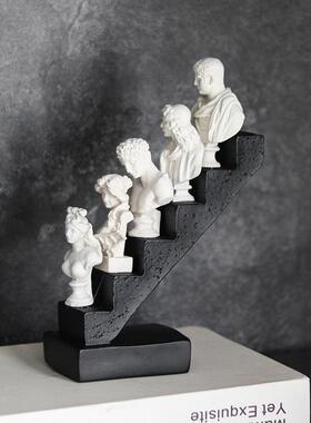 简约欧式人物头像雕塑CYR组合阶摆样板房客件厅梯展厅居摆设装家